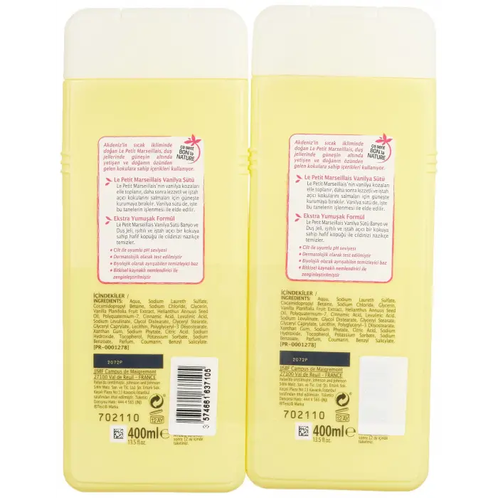 Vanilya Sütü Duş Jeli 400 Ml x 2 adet