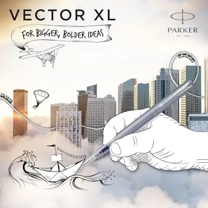Vector XL Mat Dolma Kalem, Gümüş-Mavi, M, Mavi