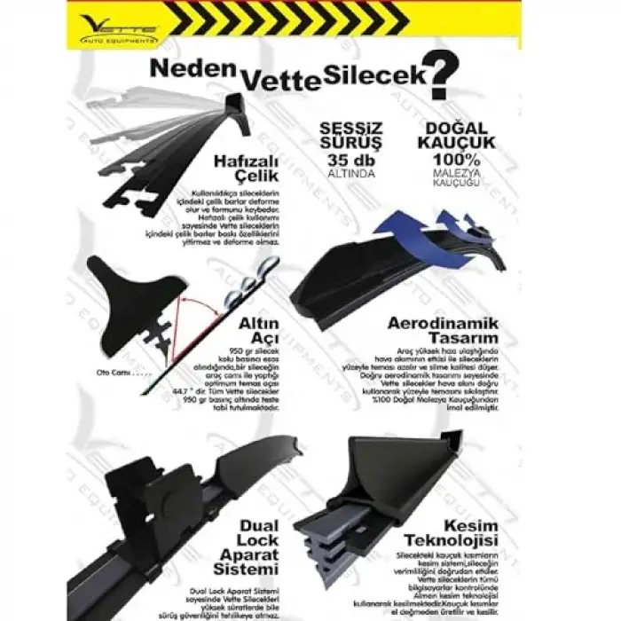Vette Plus Multifit Ön Cam Arka Cam Muz Sileceği 385 mm 38.5 cm
