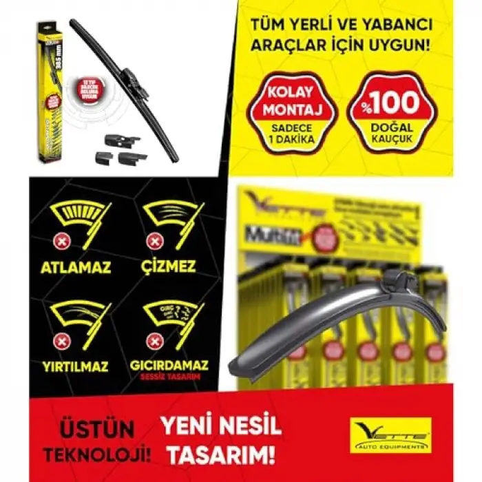 Vette Plus Multifit Ön Cam Arka Cam Muz Sileceği 385 mm 38.5 cm