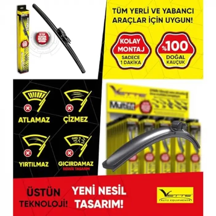 Vette Plus Multifit Ön Cam Arka Cam Muz Sileceği 710 mm 39691