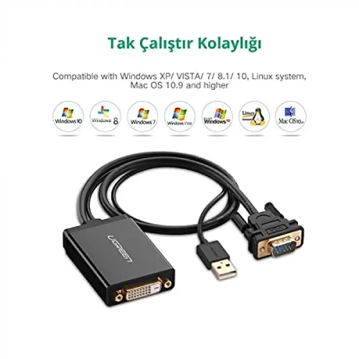 VGA USB to DVI-D 24+1 Dişi Görüntü Aktarma Kablosu