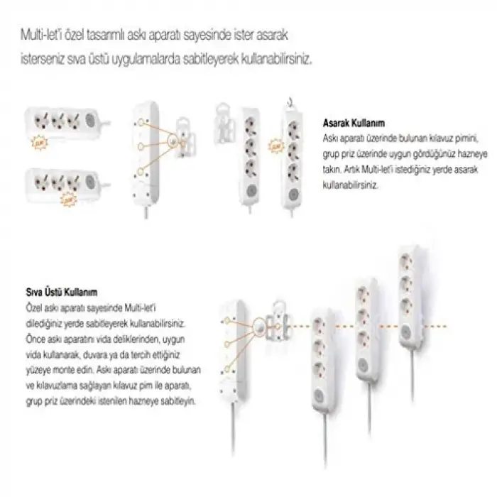 Viko Multi-Let 6lı Anahtar-Topraklı Kablolu Ç.K 5m Priz