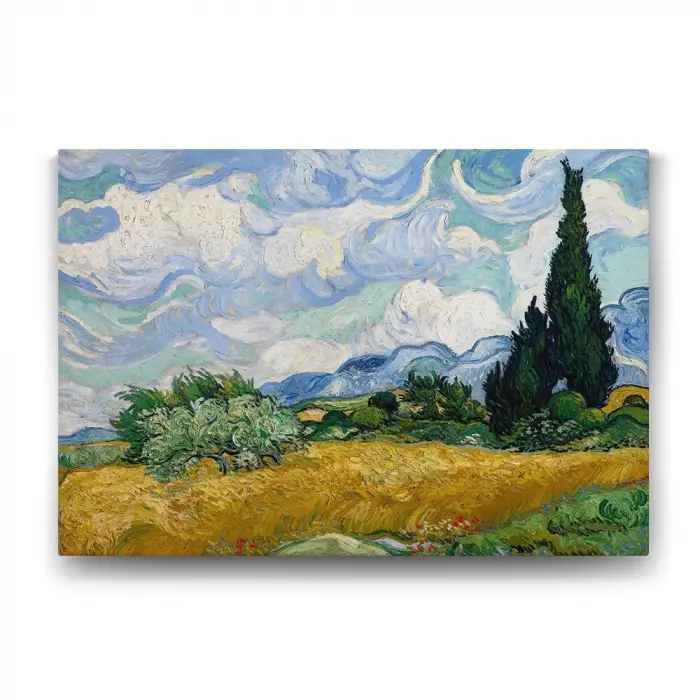 Vincent Van Gogh - Selvi Ağaçlı Buğday Tarlası Tablosu - 60x40cm
