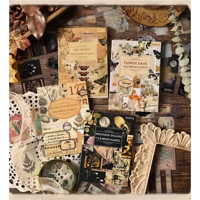 Vintage Temalı Scrapbook Çıkartma Kitabı