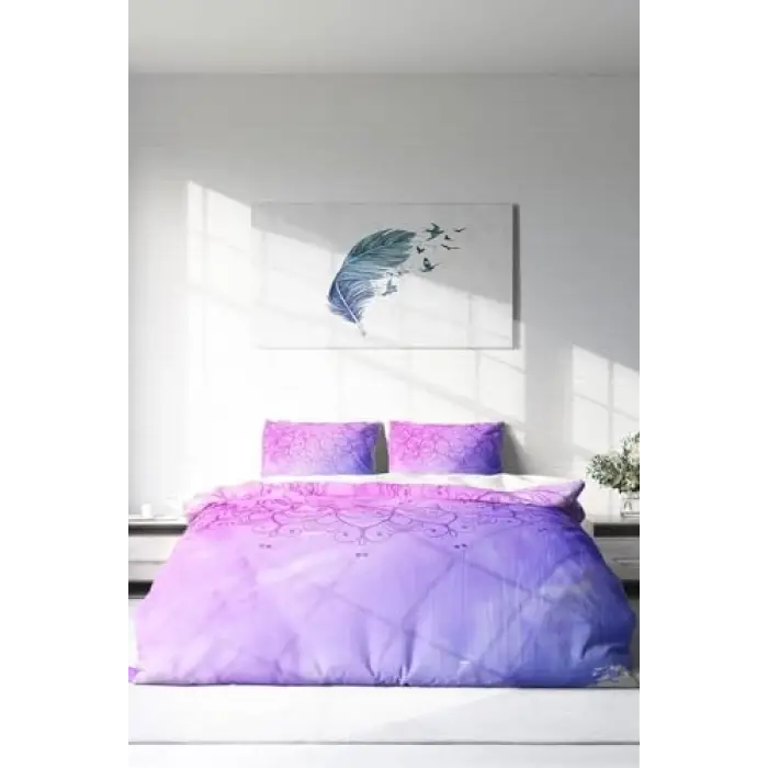 Violet Damask Klasik Çift Kişilik Nevresim Takımı, monohome3510