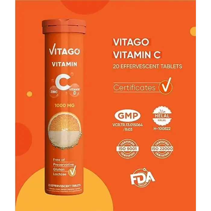 Vitamin C 1000 mg + Vitamin D + Çinko 20li Efervesan Tablet (1)