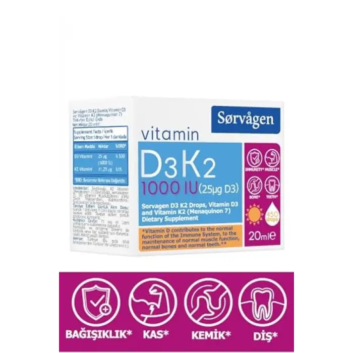 Vitamin D3k2 Damla 20 Ml (1000 Iu)