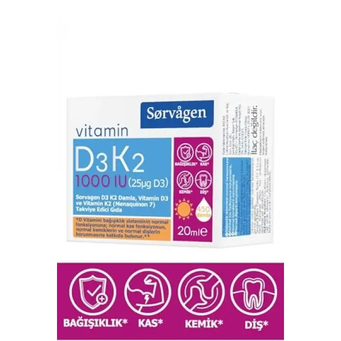 Vitamin D3k2 Damla 20 Ml (1000 Iu)