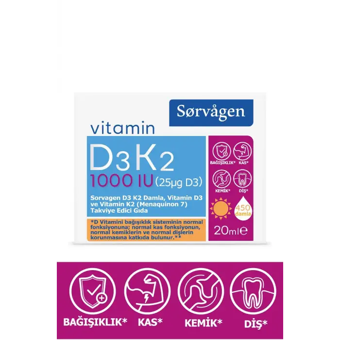 Vitamin D3k2 Damla 20 Ml (1000 Iu)