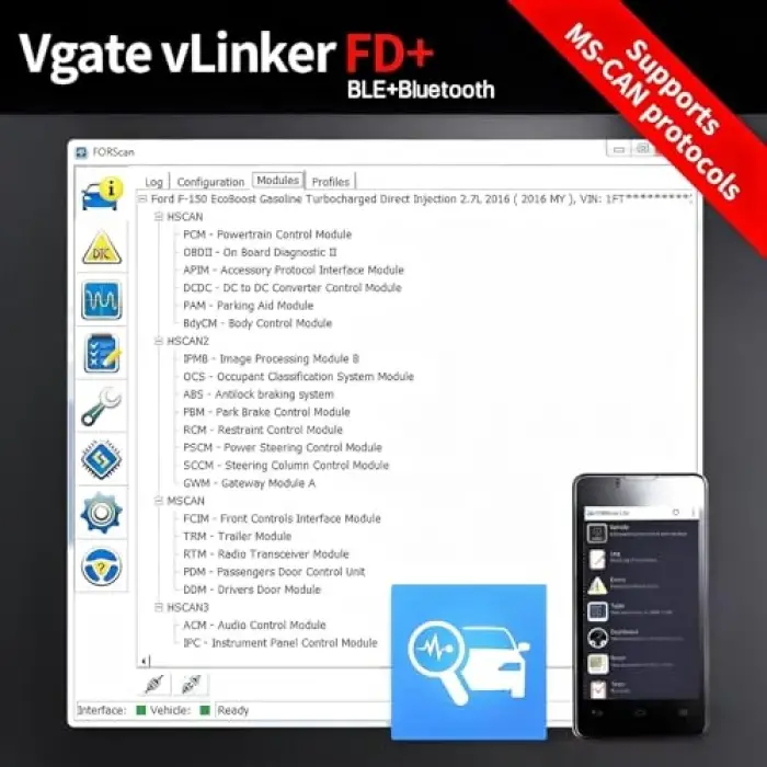 vLinker FD+Bluetooth 4.0 OBD2 Tarama Aracı, iOS, Android ve Windows için Teşhis Kod Okuyucu - Tarama için yapılmıştır