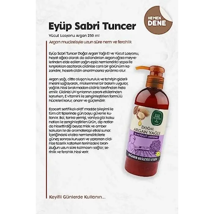 Vücut Losyonu Argan 250 ml