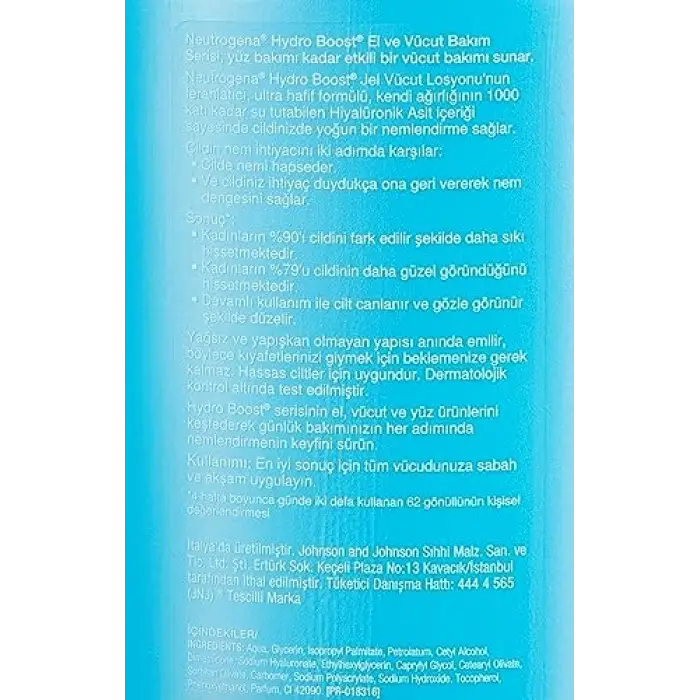 vücut losyonu, hydro boost, (400 ml)