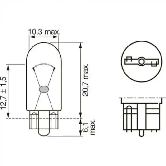 W5w T10 Dipsiz Ampul Pure Light 12v 5w 10 Adet