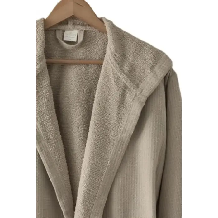 Waffle Unisex Pamuklu Pike Bornoz Bej