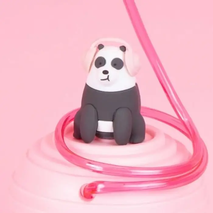 We Bare Bears Lisanslı Döndürülen Pipetli Plastik Bardak (480 ml) - Panda