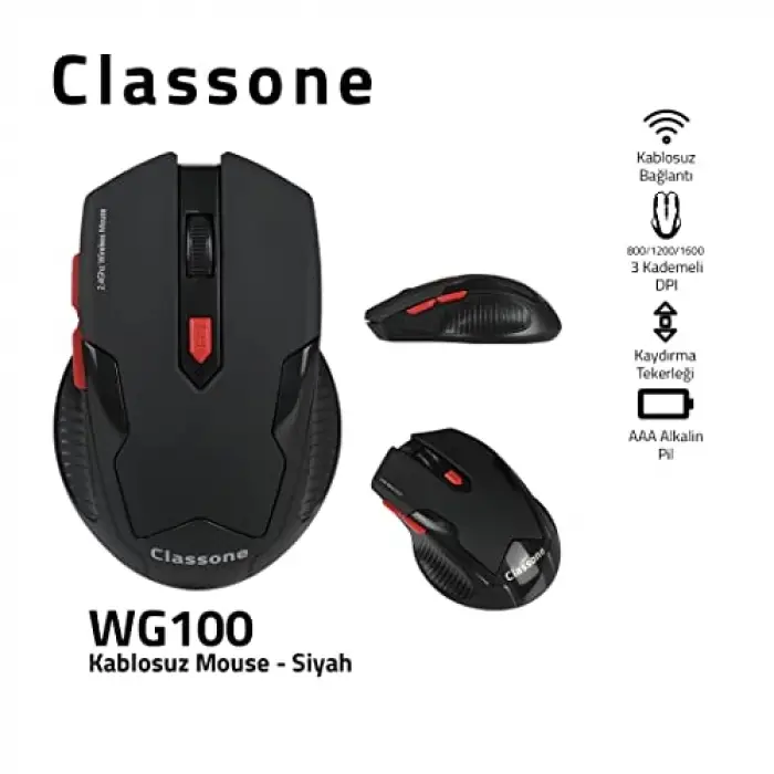 WG100 Gaming Serisi Kablosuz Mouse, Siyah