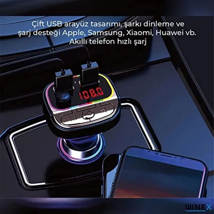 Winex C21 Fm Handsfree Bluetooth Modülatör Araç MP3 Player