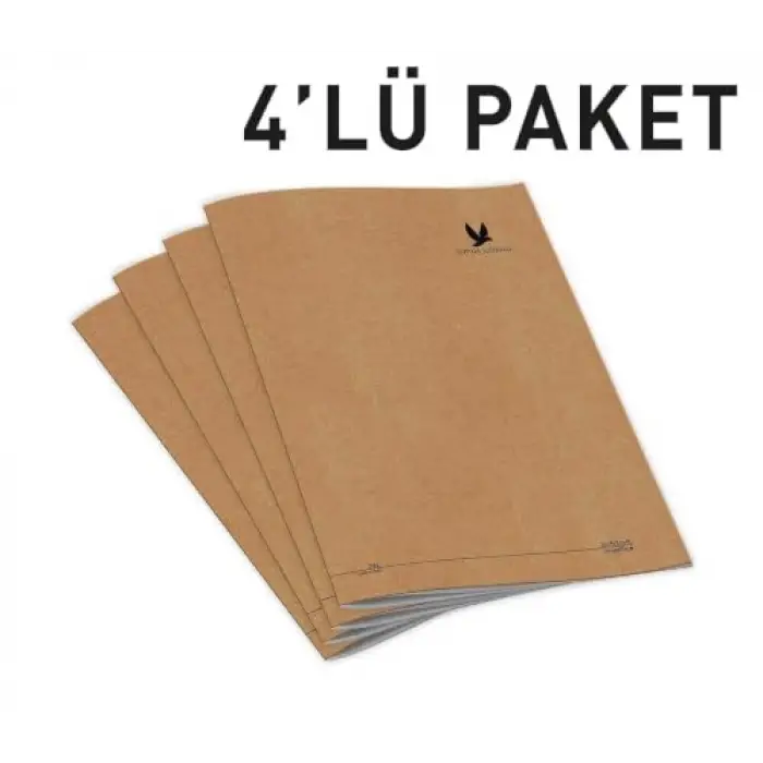 Wings Journal 4lü Çizgili A5 Defter Seti - Kraft Kapak