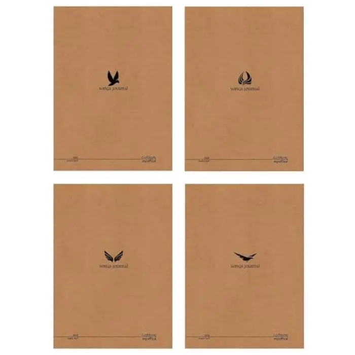 Wings Journal 4lü Çizgili A5 Defter Seti - Kraft Kapak