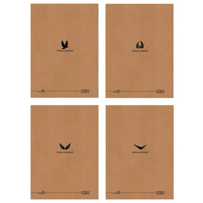 Wings Journal 4lü Kareli A5 Defter Seti - Kraft Kapak