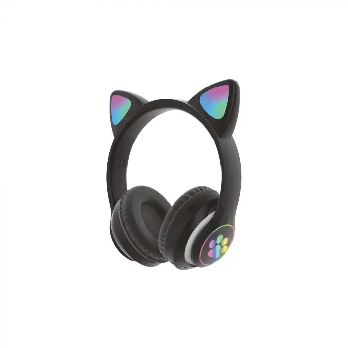 Wireless 5.0 Stereo Kedi Kulak Üstü Bluetooth Kulaklık Siyah