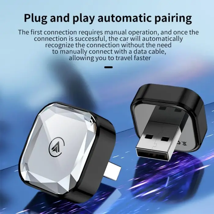 Wireless CarPlay Android Auto Adaptörü USB-A Girişli Kablosuz Araç Bağlantı Aparatı Plug and Play Kolay Kurulum Bluetooth WiFi Destekli Tek Cihaz Bağlantı Android11 iOS10 Uyumlu | ZR1257