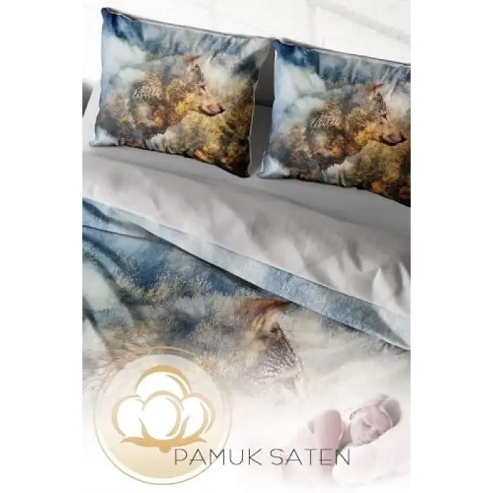 Wolfface 3D Çift Kişilik Nevresim Takımı, monohome4852