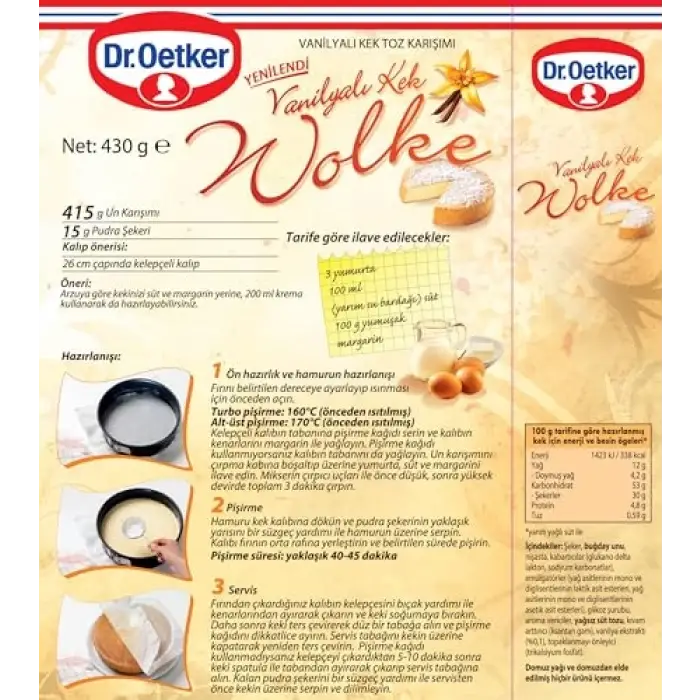 Wolke Vanilyalı Kek 430 g