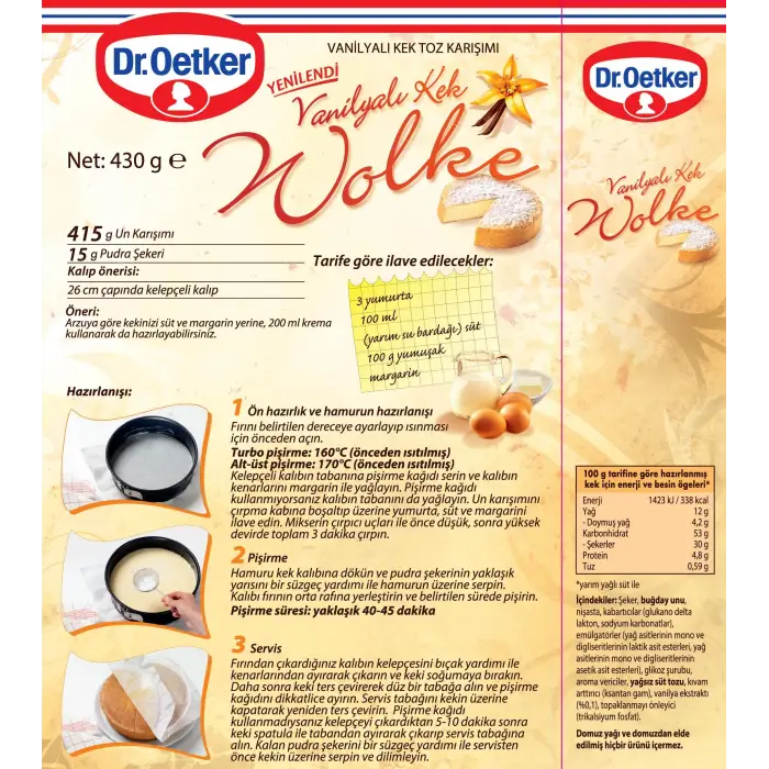 Wolke Vanilyalı Kek 430 g