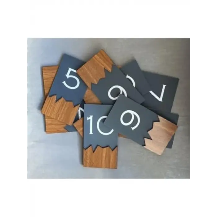 Wooden Serisi Dikey Kendinden Yapışkanlı Kapı Numarası 1