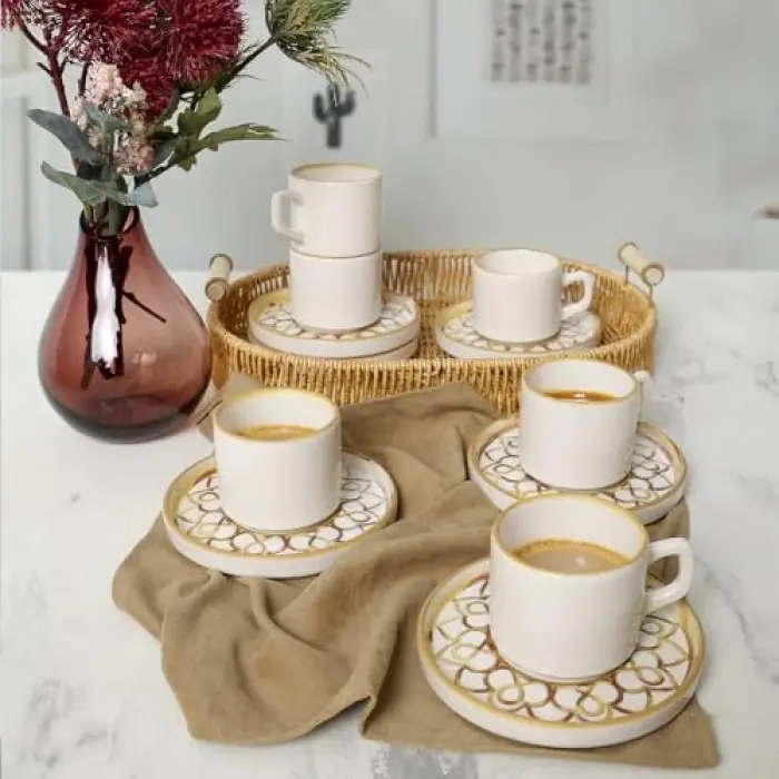 Worn Gold Stackable Çay Takımı 12 Parça 6 Kişilik 22968-23057