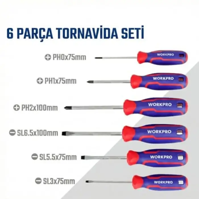 WP200551 Tornavida Seti, 21 Parça, CR-V Çelik, Manyetik, Duvar Askılı, Profesyonel