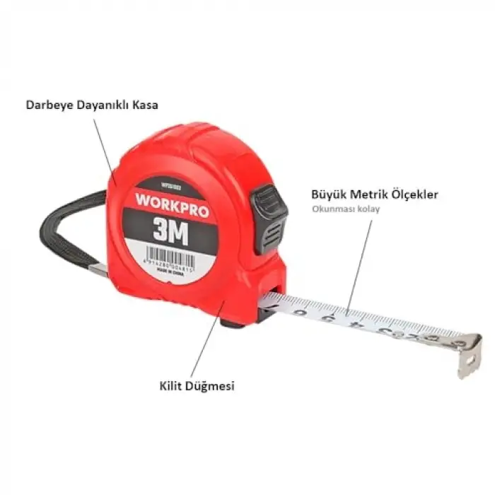 WP261002 3Mx16mm Beyaz Çelik Şerit Metre