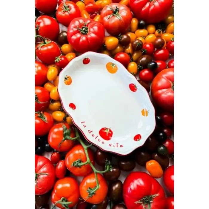 x Bengi Kurtcebe Pomodoro Stoneware 2li Kayık Sunum Tabağı Seti 25 cm