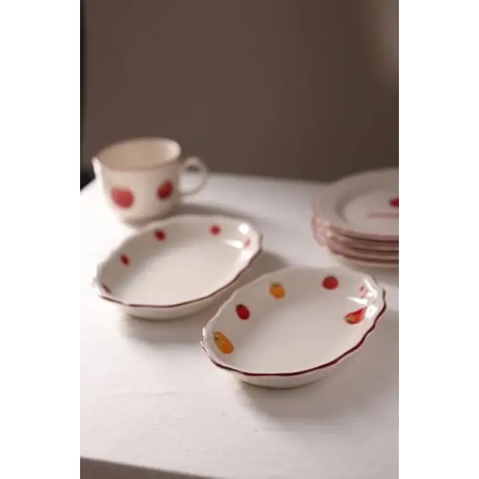 x Bengi Kurtcebe Pomodoro Stoneware 2li Kayık Sunum Tabağı Seti 25 cm