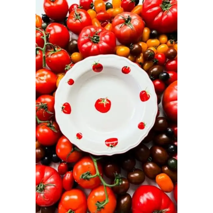 x Bengi Kurtcebe Pomodoro Stoneware 4lü Yemek Tabağı Seti 23 cm