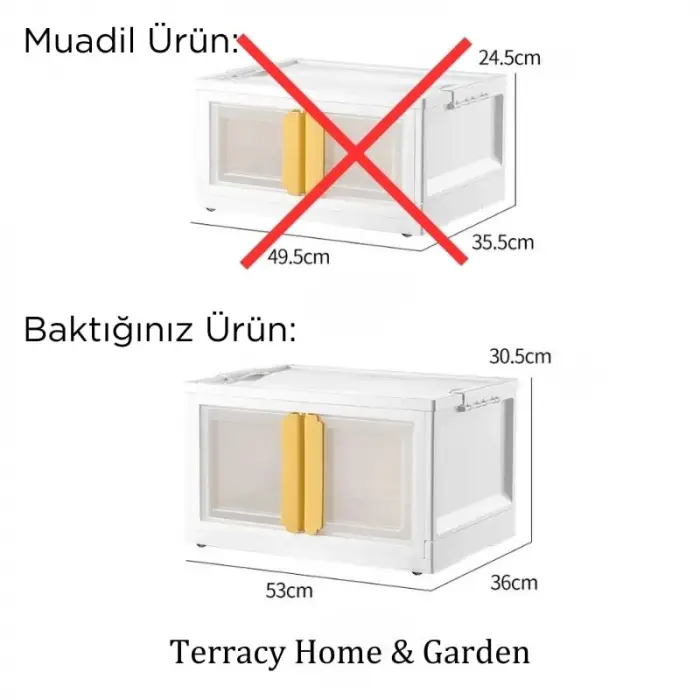 X-Large Katlanabilir Tekli Dolap, Üst Üste İstiflenebilir, Beyaz Kulplu