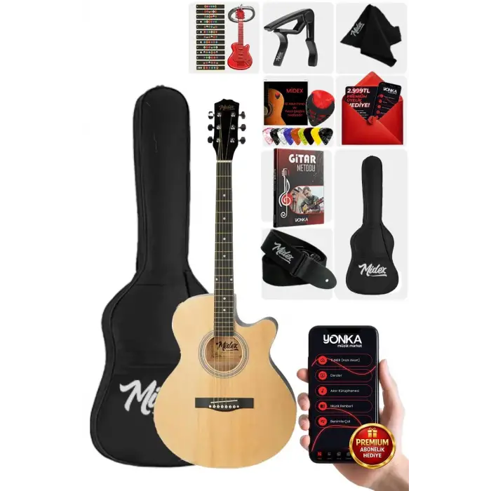 XC-200NT Kesik Kasa Profesyonel Akustik Gitar, 4/4 Yetişkin, Üst Segment