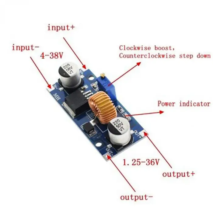 Xl4015 Ayarlanabilir Voltaj Düşürücü Modül, 5A