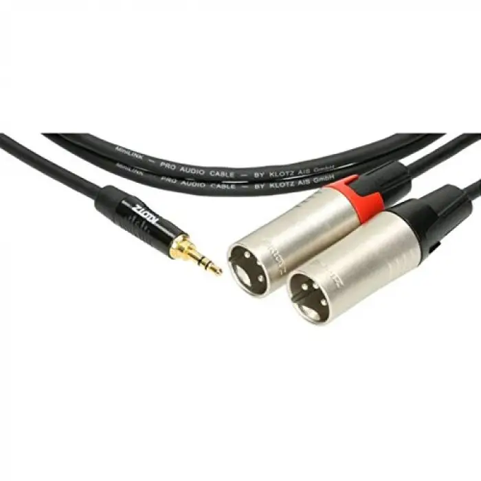 Y-Kablo Siyah 3m Mini Trs Jack - 2x Xlr Erkek