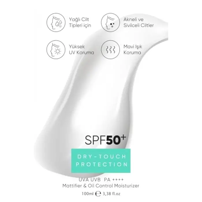 Yağlı Ciltler için Mat Bitişli 50spf Uva