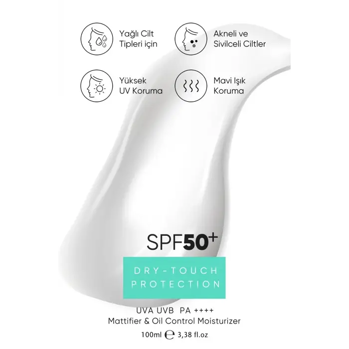 Yağlı Ciltler için Mat Bitişli 50spf Uva