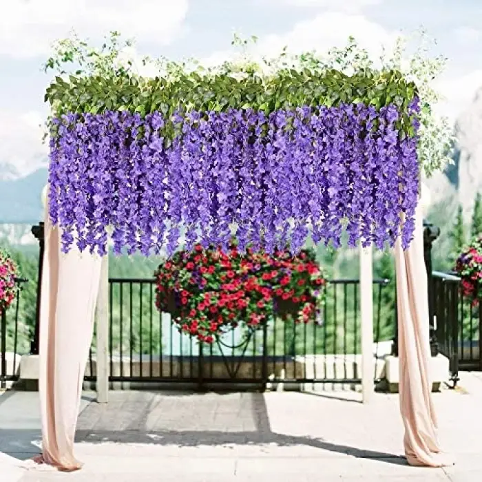 Yapay Çiçek Sarkan 3 Dallı Akasya 90 cm Mor