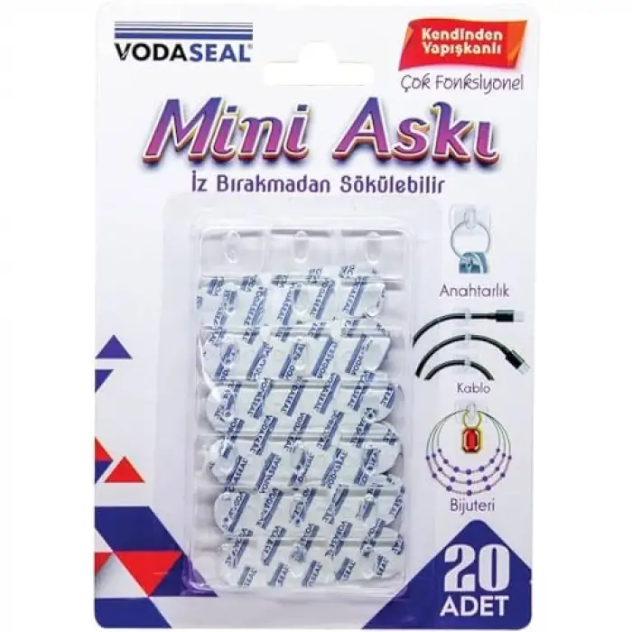 Yapışkanlı Şeffaf Plastik Mini Askı 20 Adetli Set