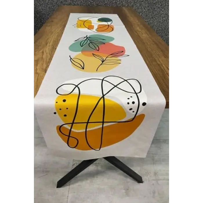 Yaprak Desenli Runner 40x140 Cm