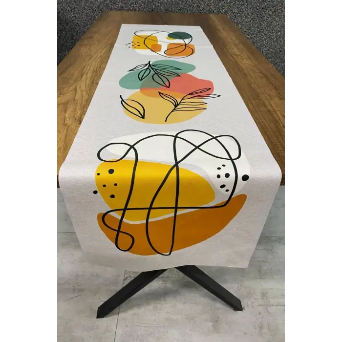 Yaprak Desenli Runner 40x140 Cm