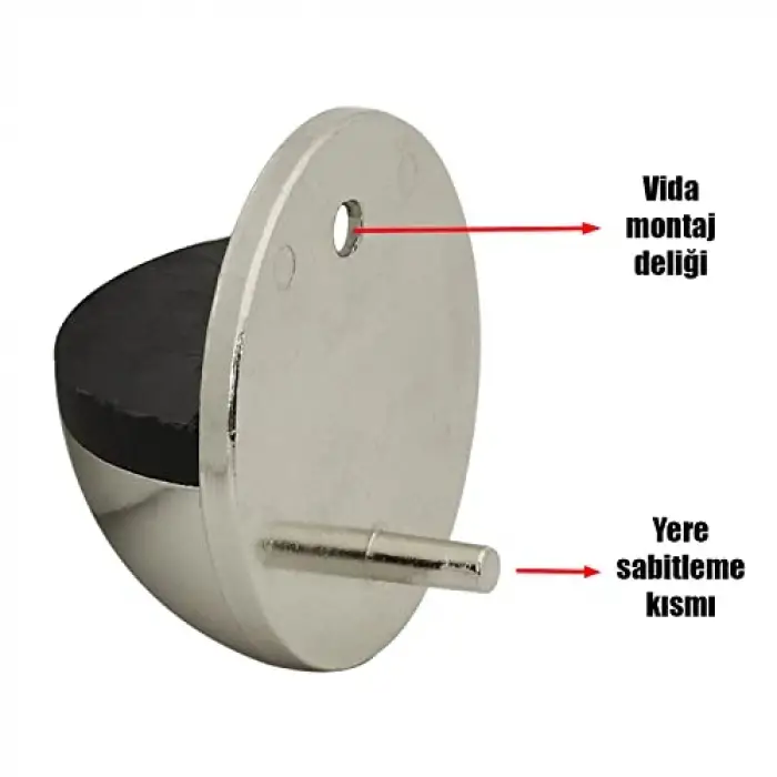 Yarımay Kapı Stoperi Tamponu Vidalı, Metal Kapı Stopu İnox