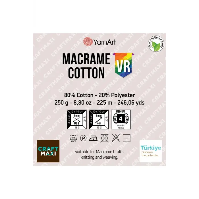 Yarnart Macrame Cord 3 mm Vr - Makrome El Örgü İpi Ebruli-922