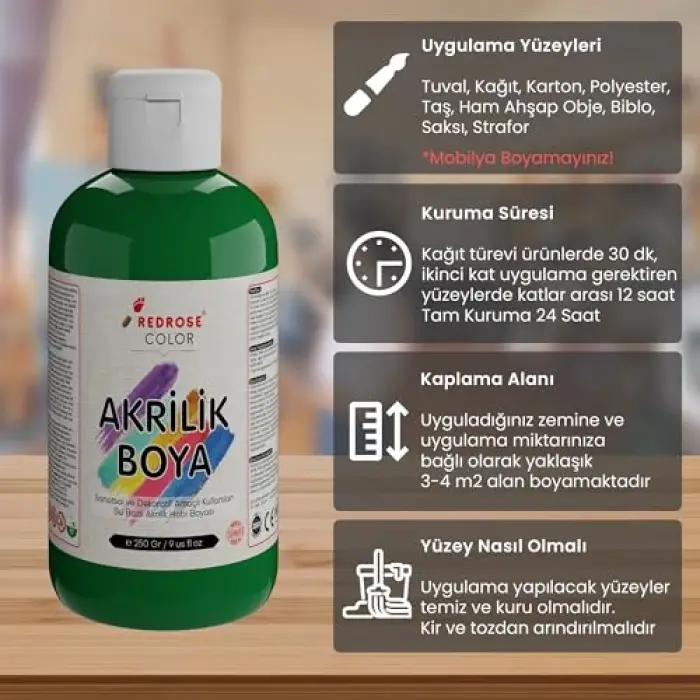 Yeşil Akrilik Boya 250 g